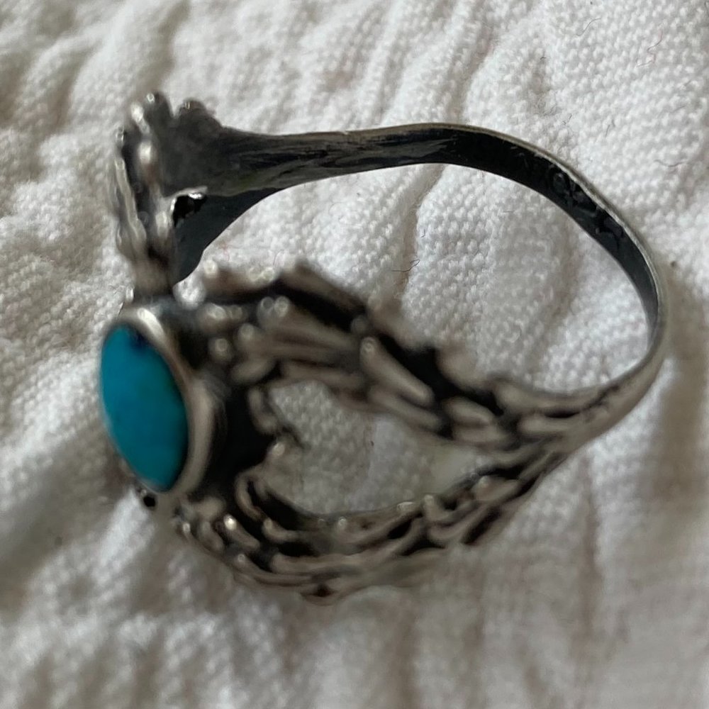 Artisan Made Authentic Turquoise And Silver Ring - image 3